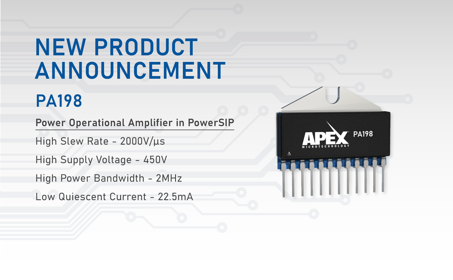 Apex Releases new 2000V/µs, 450V Power Amplifier in PowerSIP